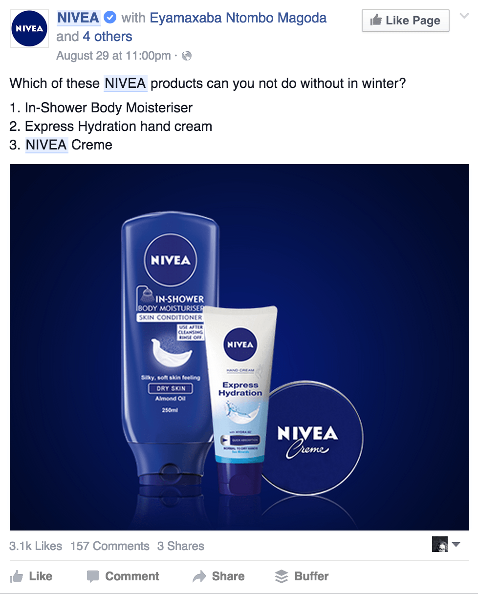 Nivea Facebook Post