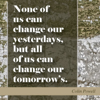 Colin Powell Quote - None of us can change our yesterdays, but all of us can change our tomorrow's.