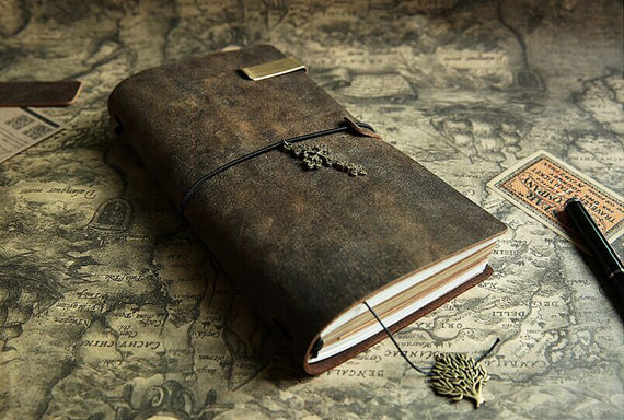Rustic Brown Leather Journal Midori Traveler's Notebook Refillable Leather Notebook Retro leather diary