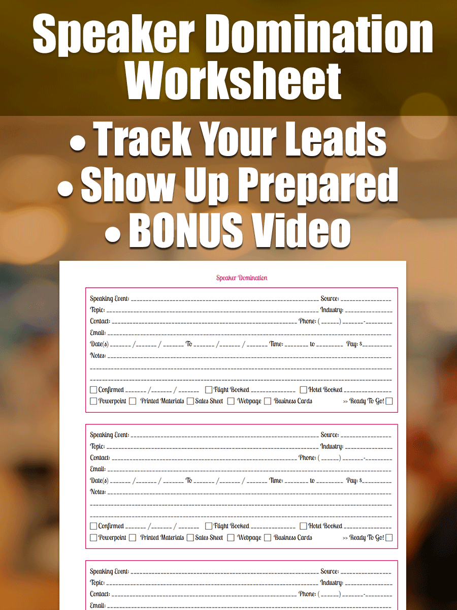 Speaker Marketing Worksheet - Speaker Domination