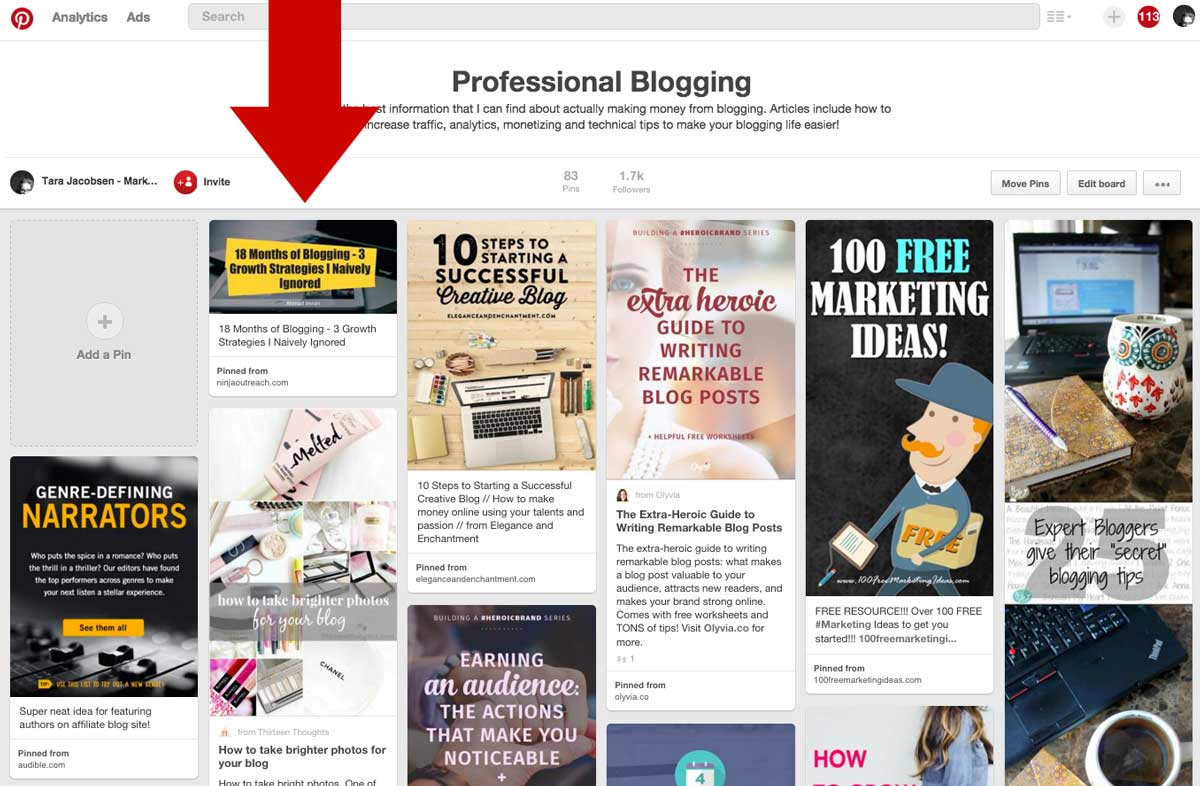 Pinterest Screen Capture of Tiny Pinterest Marketing Pin