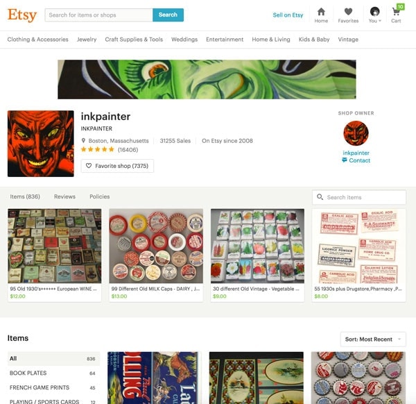 Inkpainter - Successful Etsy Shop