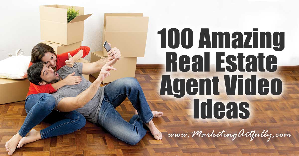 100 Amazing Real Estate Agent Video Ideas ... This list is 100 REAL ideas for real estate marketing videos. Bookmark this page and just go down the list, making videos and increasing your marketing assets!