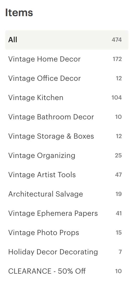 Category Page Keywords Etsy Vintage Sellers