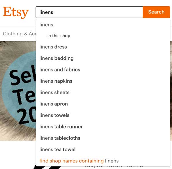 Linens Search - Etsy SEO