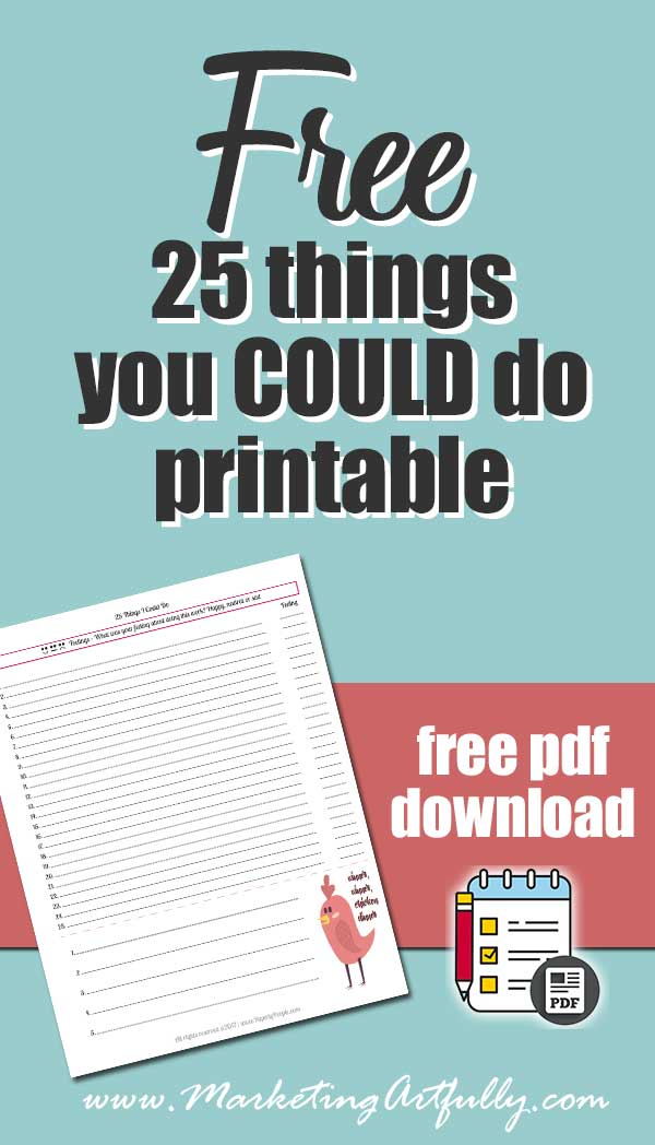25 Things I Could Do Worksheet - Free Printable Download
