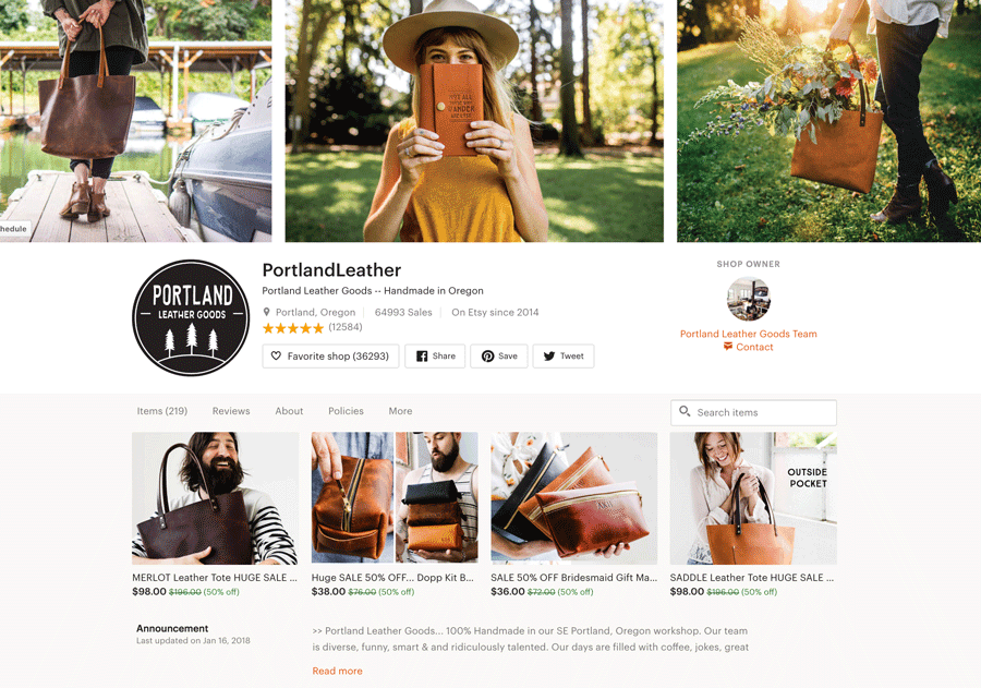 Portland Leather Etsy Shop