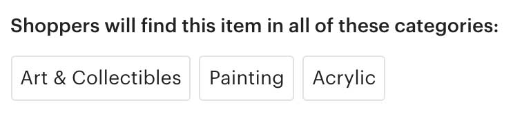 Etsy Sorted Categories