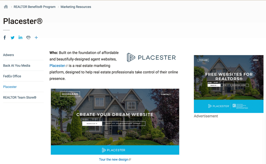 Free Placester Website From NAR