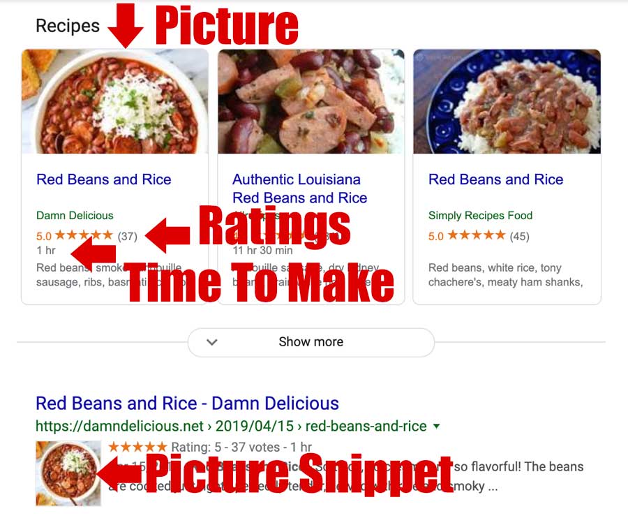 Recipe google serps