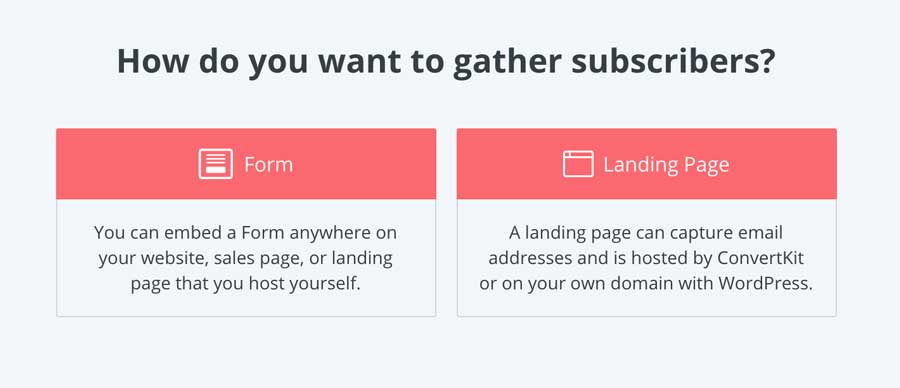 Form or landing page in convertkit