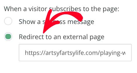 Redirect to an external page in convertkit