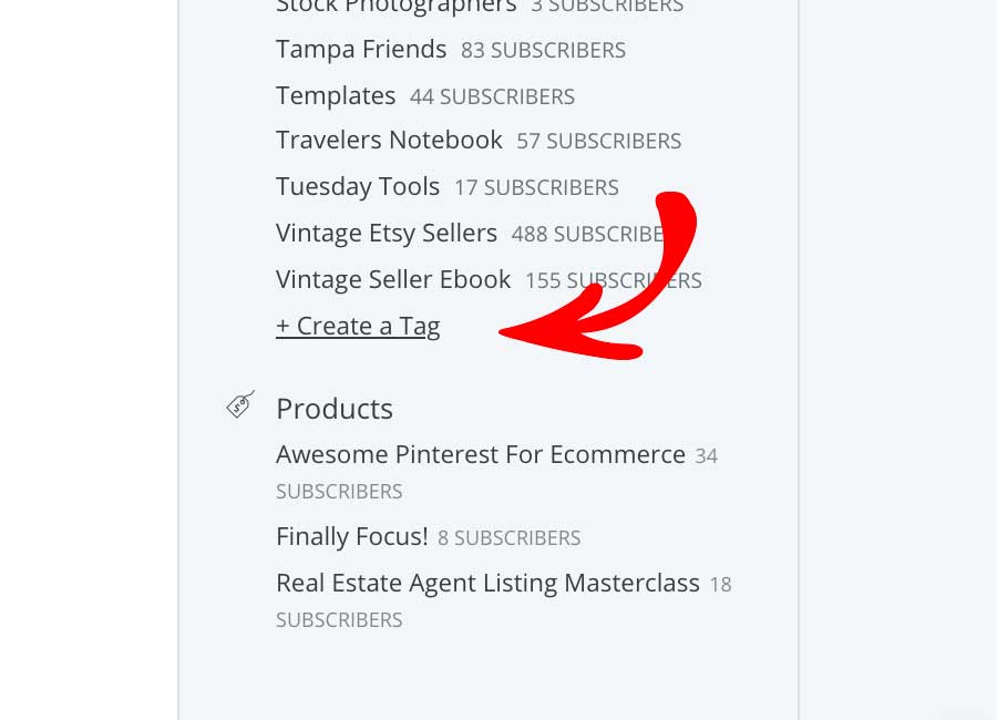 Subscribers create a tag in Convertkit