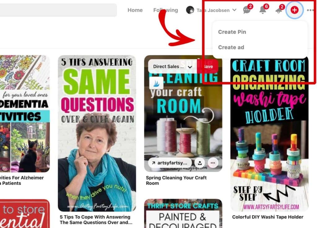 Create a pin in pinterest
