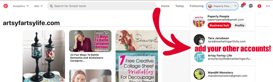 Toggle Through Multiple Accounts On Pinterest