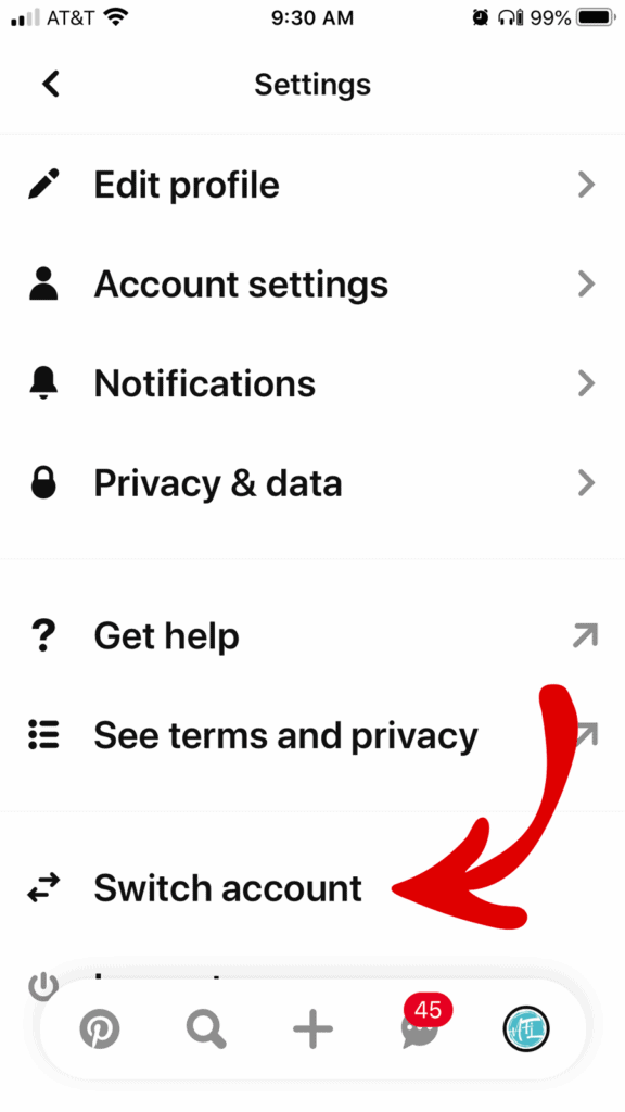 Switching Pinterest Users On The Phone... switch account