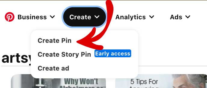 Make a pinterest pin using the create button (top left side of Pinterest)