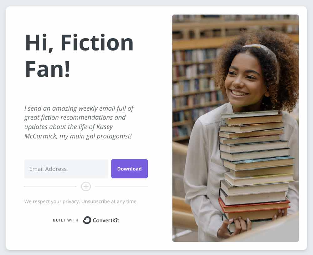 Fiction Email Newsletter List Signup Page