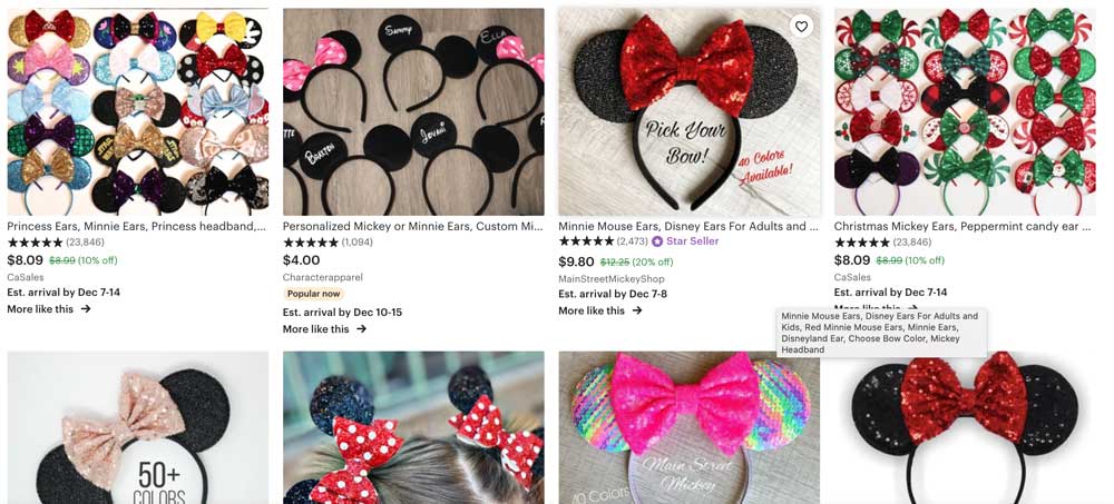 Mickey Mouse Ears on Etsy