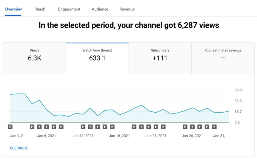 January 2021 Youtube Stats