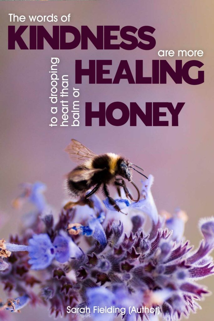 The words of kindness are more healing to a drooping heart than balm or honey. Sarah Fielding (Author)