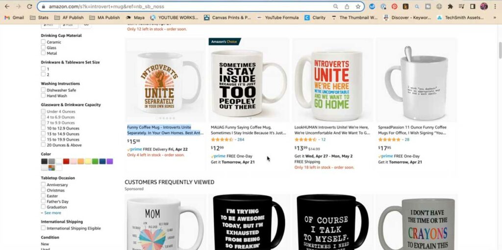 Check Amazon Listing For Etsy SEO Research