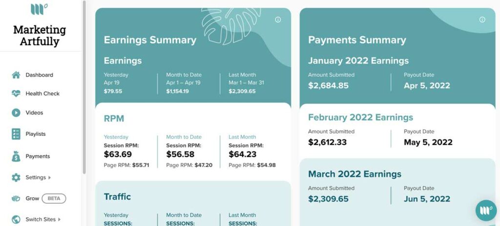 Mediavine Ad Revenue Dashboard