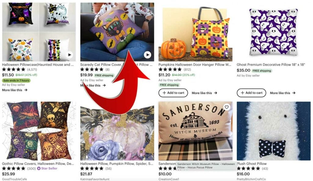 How listing photos show up in Etsy search