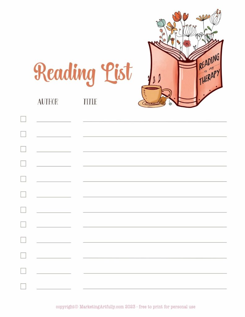 Free Books I Want To Read Checklist Printable