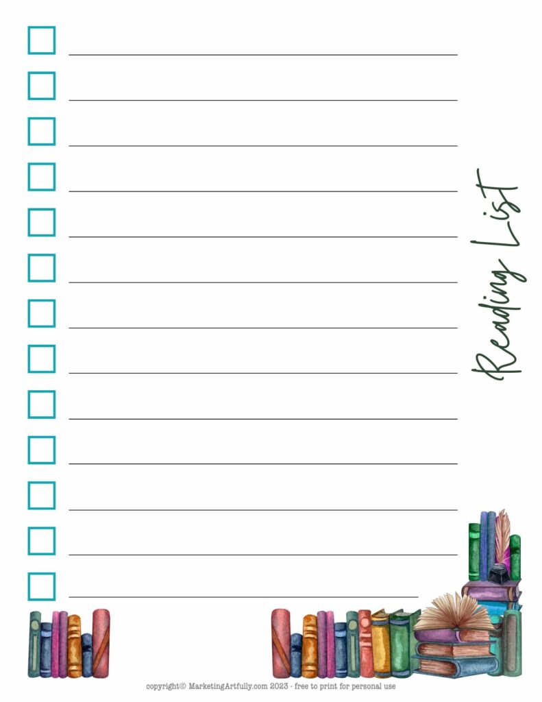 Free Modern Reading List Planner Printable Page