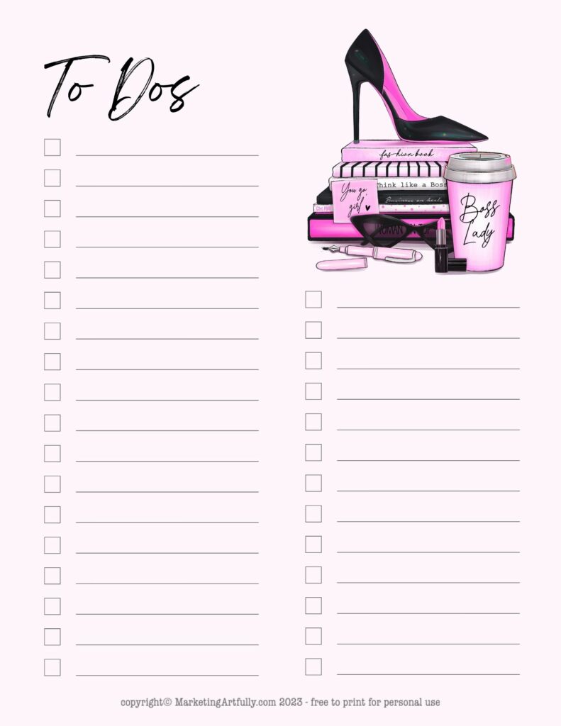 Boss Lady Pink Free Printable To Do List