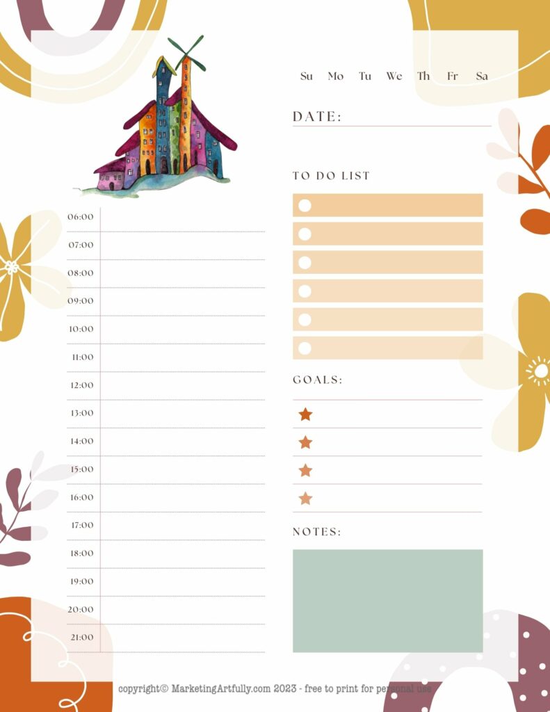 Funky Houses - Real Estate Agent Daily Appointment Planner Page
