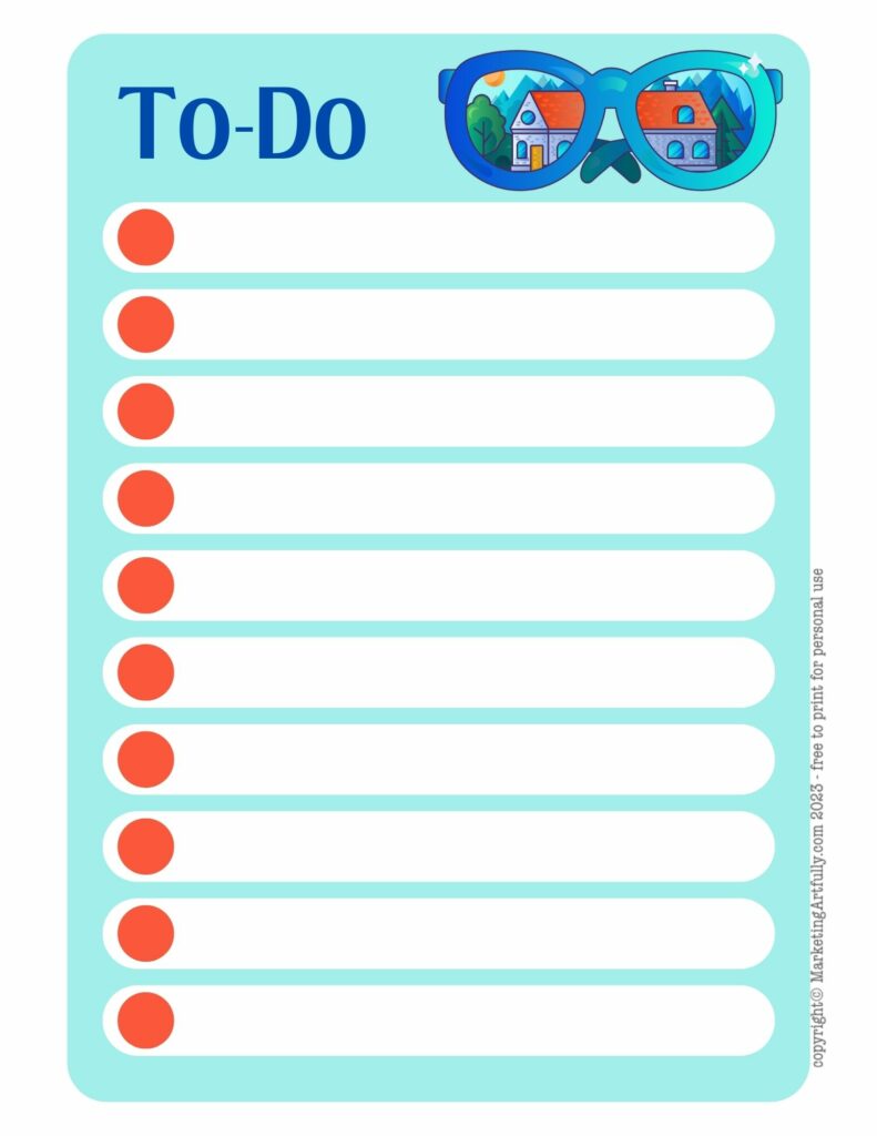 Bright Teal Blue and Orange To Do List For Real Estate Agents
