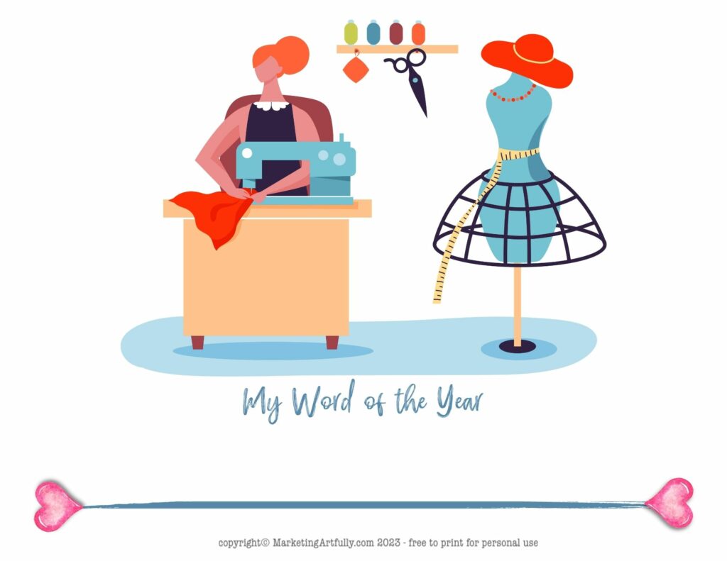 Free Word of the Year Printable for Seamstress or Sewer