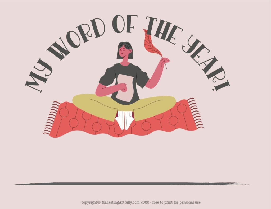 Yoga Woman Writer - Free Printable Word of the Year Worksheet