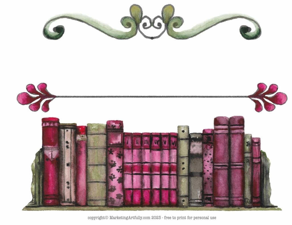 Burgundy Classic Bookshelf - Free Digital Download Word of the Year for Authors