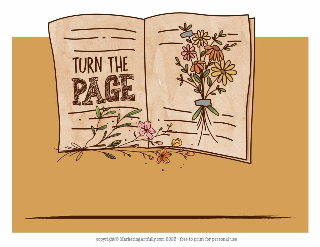 Classic Book with Flowers - Free Word of the Year Printable for Readers, Authors or Writers