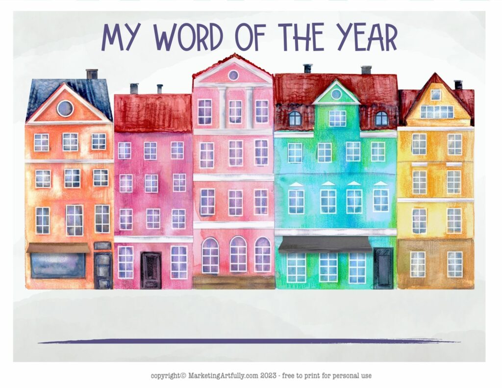 Vintage Watercolor Row Houses - Word of the Year for Realtors