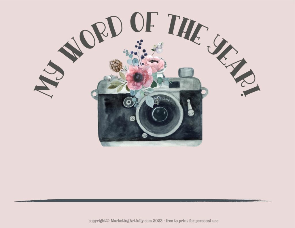 Pink and Black Retro Camera with Flowers - WOTY Worksheet