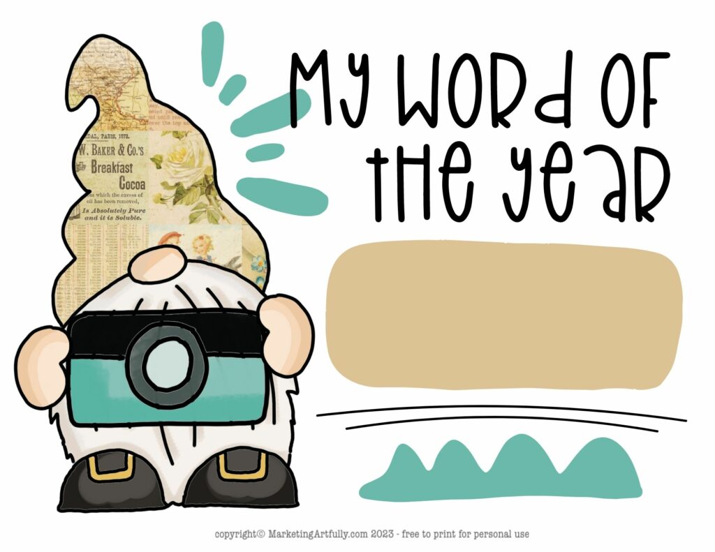 Gnome Photographer Word of the Year Printable