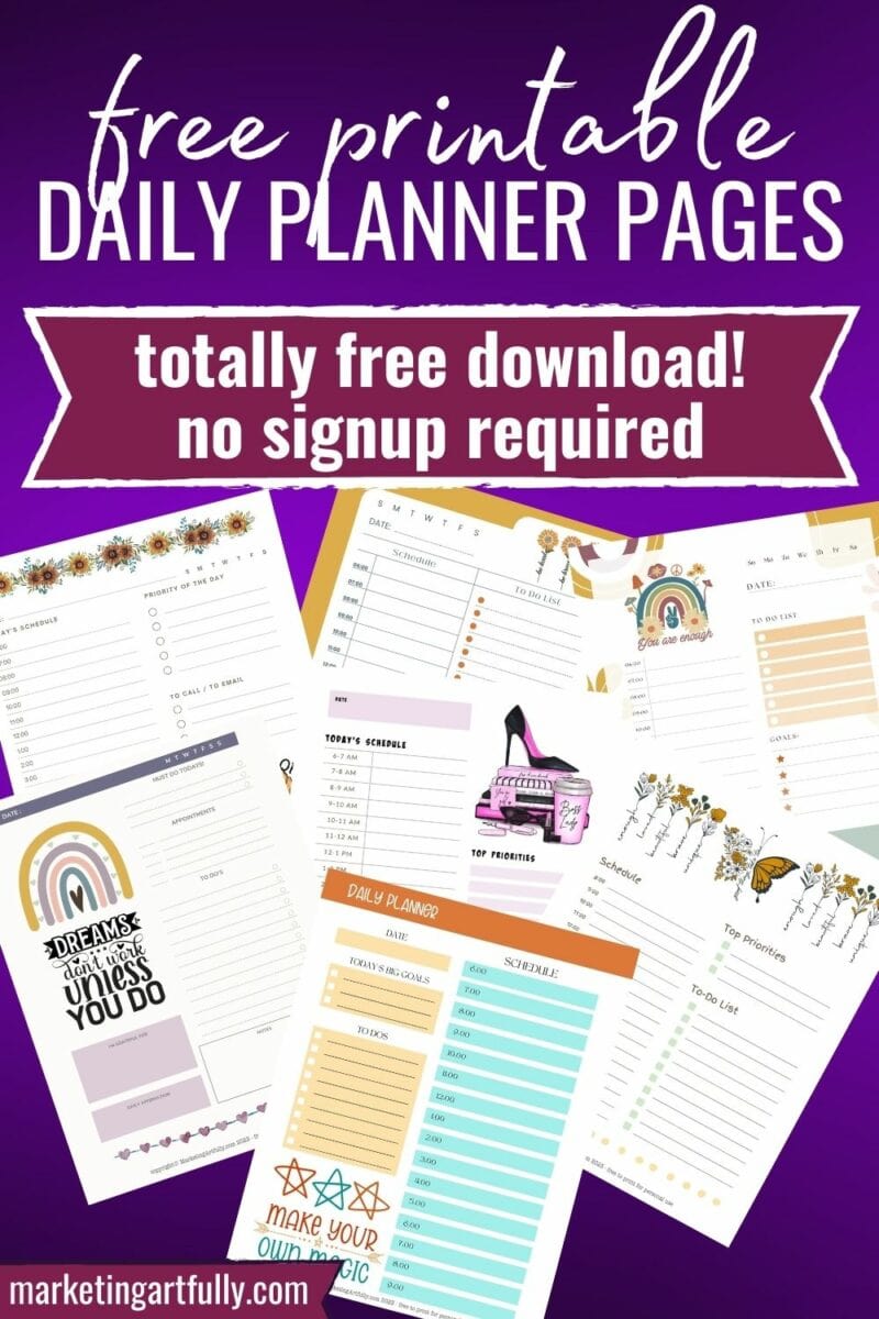 7 Free Motivational Printable Daily Planner Pages – Marketing Artfully