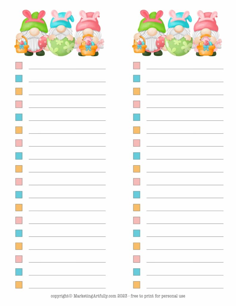 April Gnome To Do List - Free Year Of Gnomes Printable