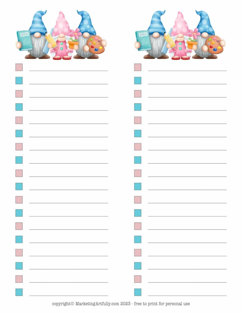 August Gnome To Do List - Free Year Of Gnomes Printable