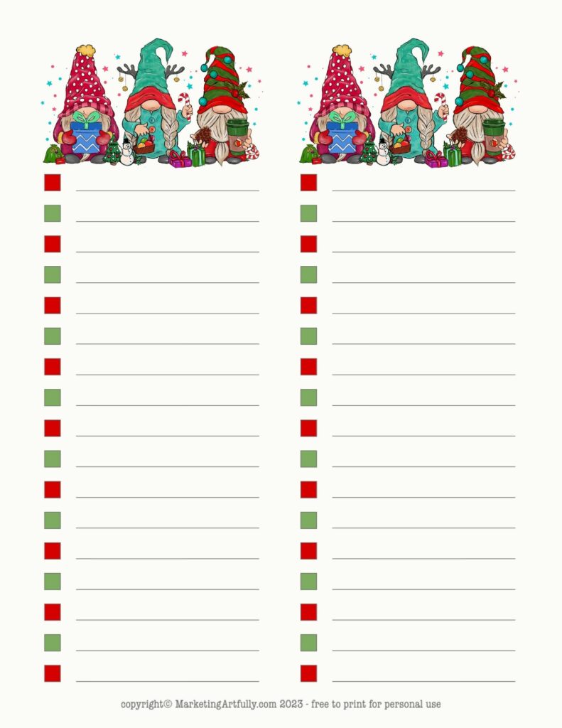 December Gnome To Do List - Free Year Of Gnomes Printable