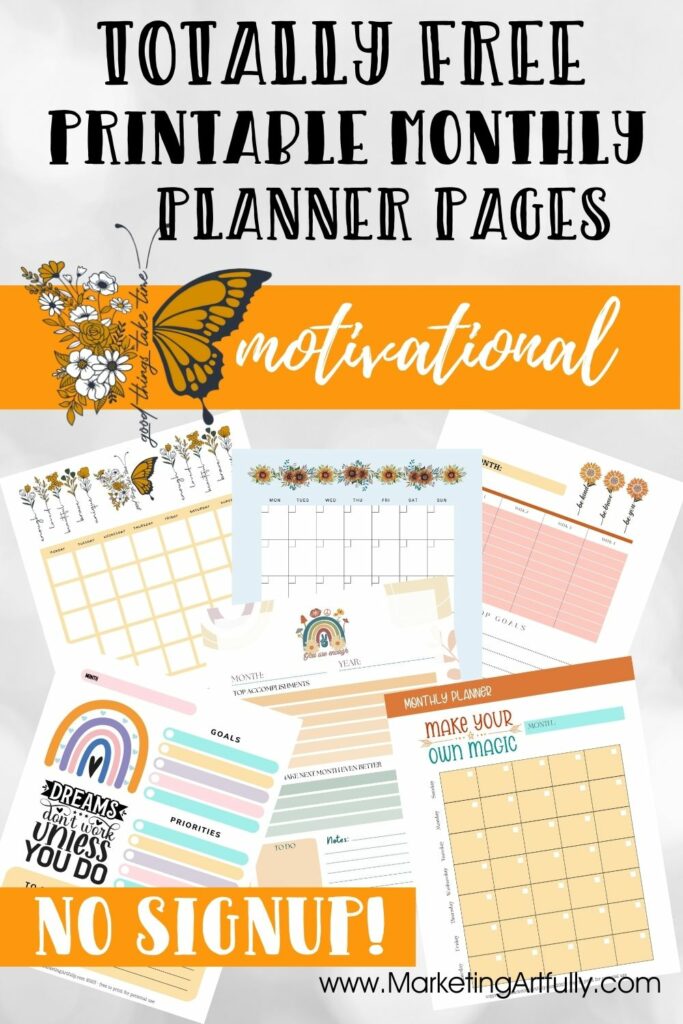 Free Monthly Motivational Planner Printables
