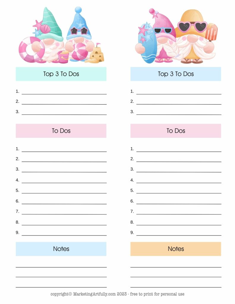 June Gnome To Do List - Free Year Of Gnomes Printable