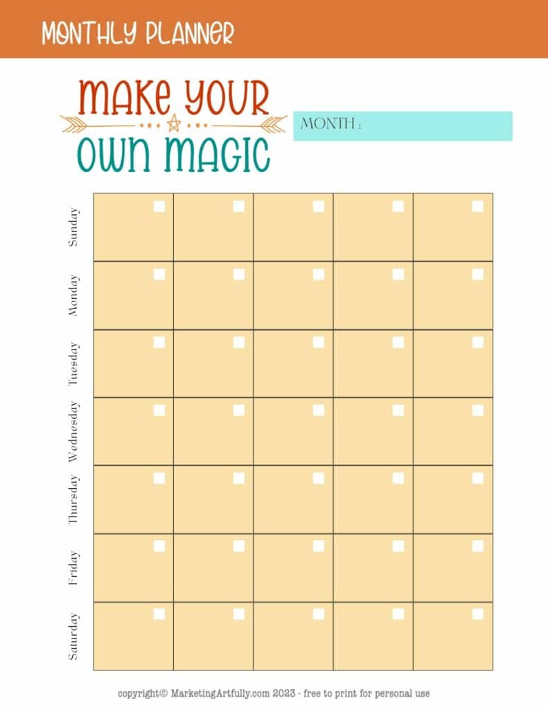 Make Your Own Magic Monthly Planner Page - Free Printable