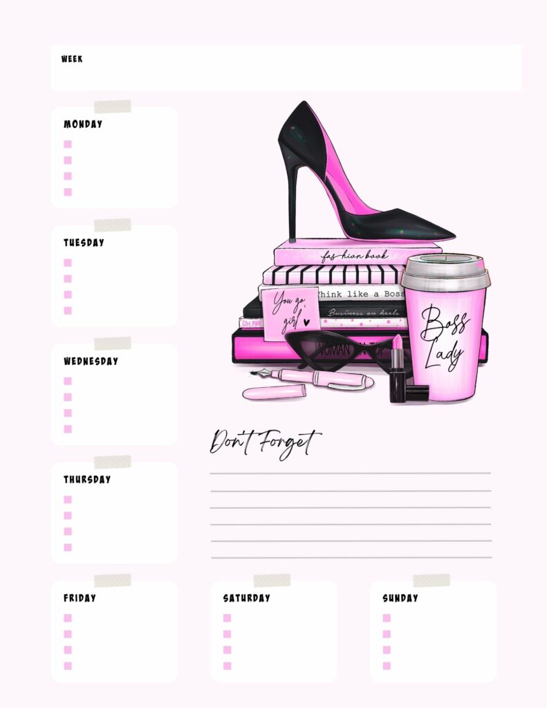 Boss Lady Free Weekly Planner Page