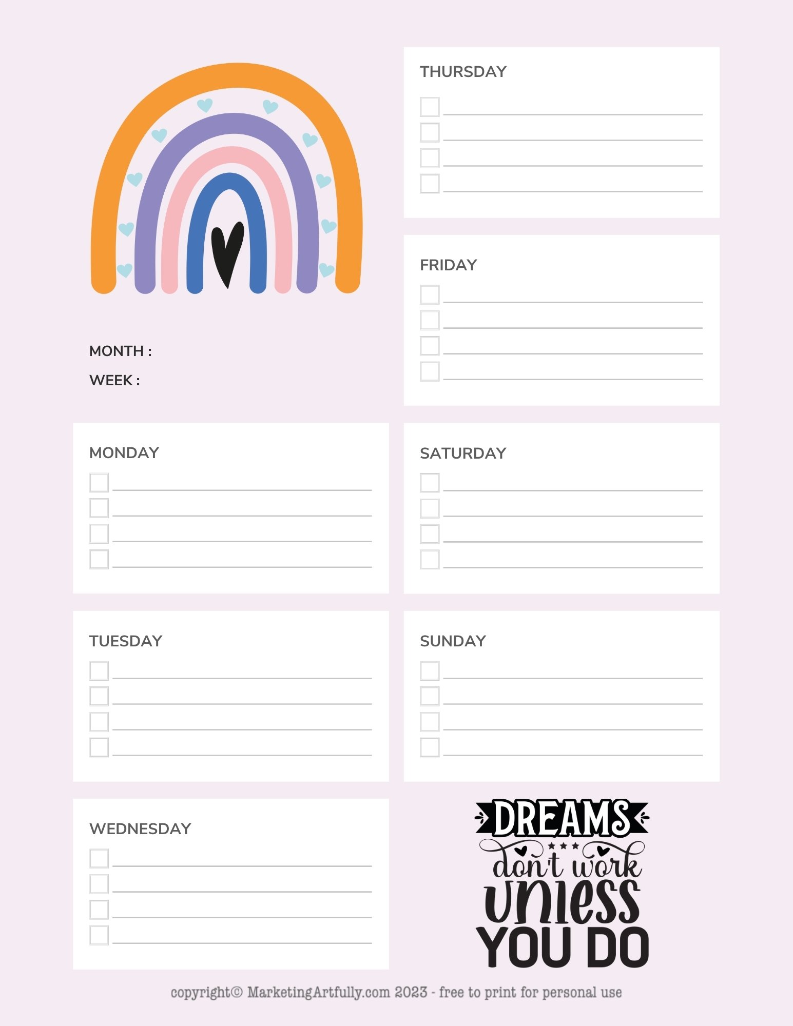 Motivational Weekly Planner Pages - Free Printables