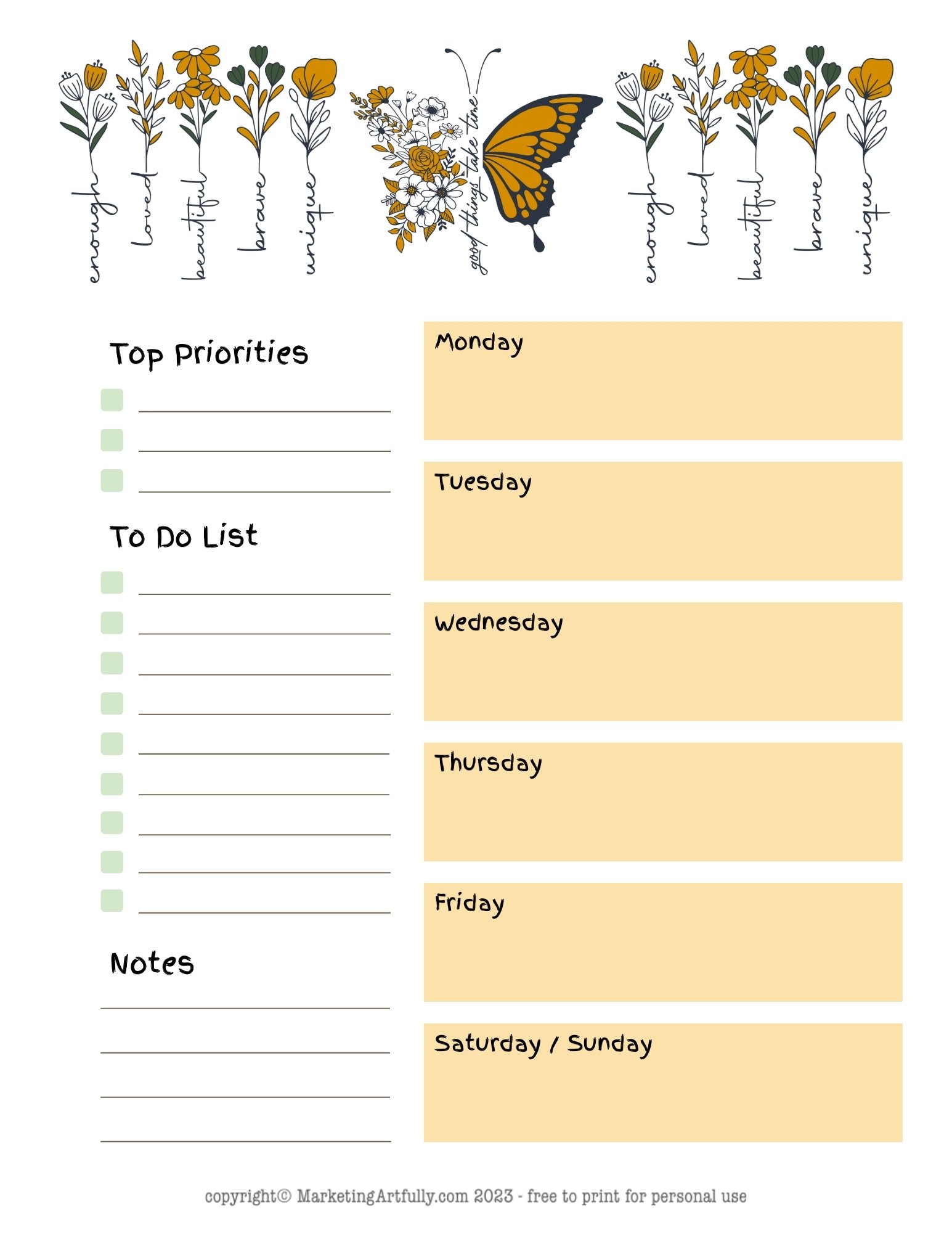 Motivational Weekly Planner Pages – Free Printables | Business | Before ...